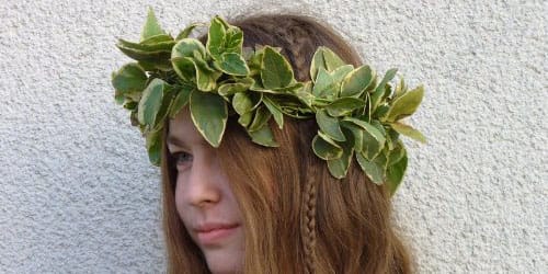 лавровый венок на голове